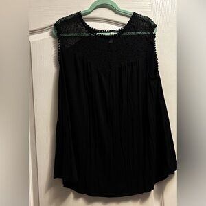 Emerald Black Lace Detail Sleeveless Blouse